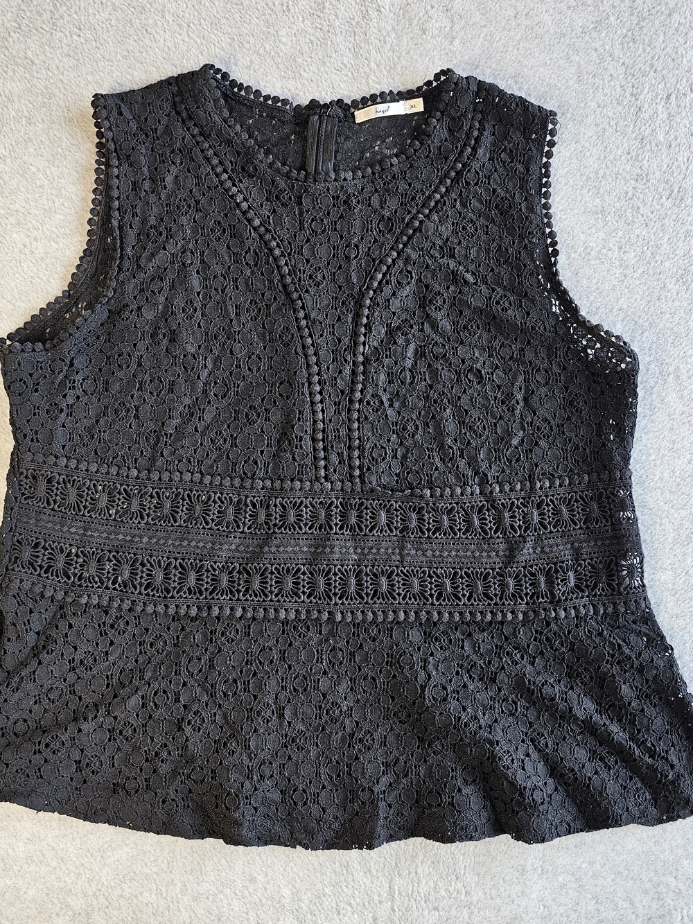 Hazel Black Lace Sleeveless Peplum Top XL